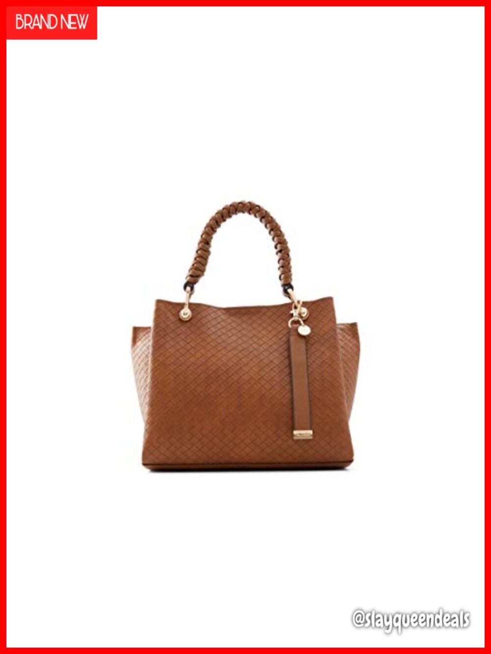 Faux Leather Tote Bag with Shoulder Strap, Medium Size